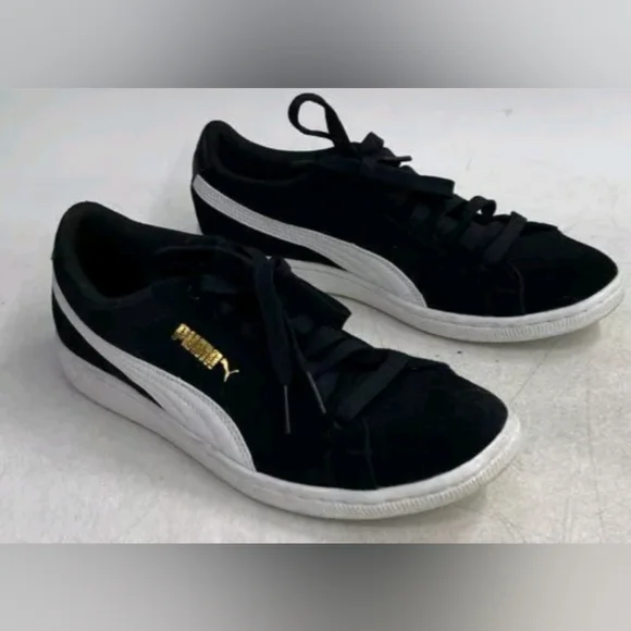 Puma Women's Platform Softfoam Suede Gold / Black  Sneakers -Size 6.5 - Picture 3 of 7